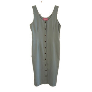 Womens Minty Sage Green Button-Up Dress - Size S
